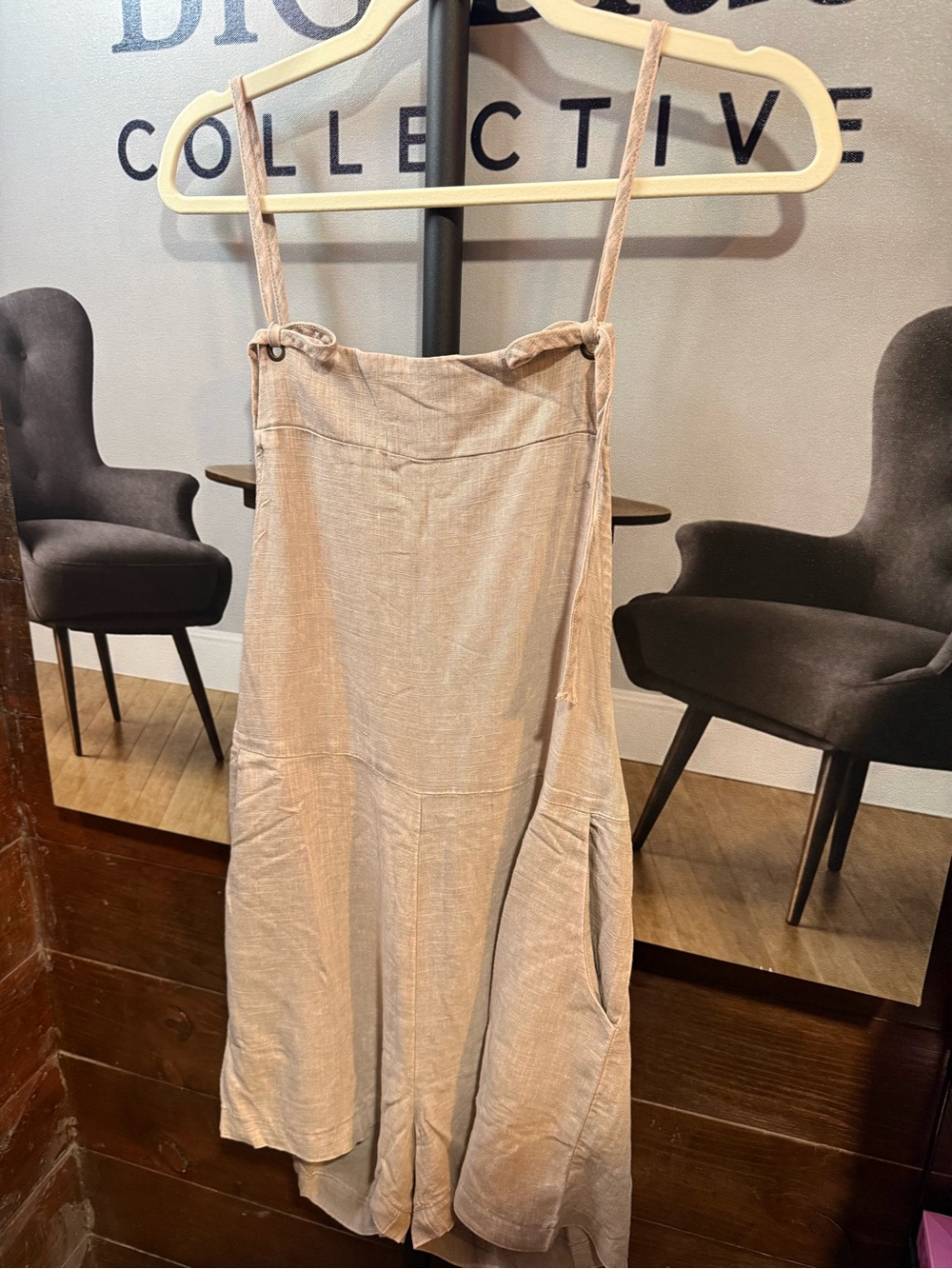 Zenana Outfitters Beige Linen-Blend Strappy Jumpsuit
